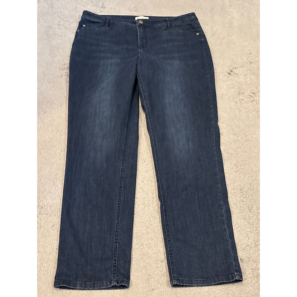 J. Jill Smooth Fit Straight Leg Jeans Dark Wash Blue Denim Size 18 High Rise